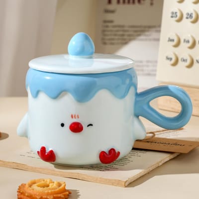 Souvenirbeker voor Drinkwater voor Huishoudelijk Gebruik Leuke Kuiken Mok met Deksel Keramische Waterbeker Verjaardagscadeau 301-400ml