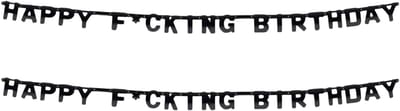 Happy Fucking Birthday letterslinger - 2x - 220 cm - karton - verjaardag versiering - zwart