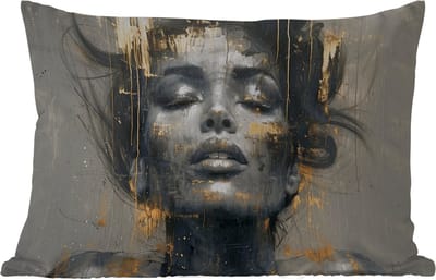 Buitenkussens - Vrouw - Kunst - Goud - Abstract - Glamour - 60x40 cm - Weerbestendig