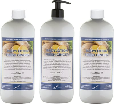Bodylotion Fresh Ginger 1 Liter - met gratis pomp - set van 3 stuks