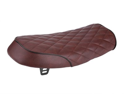 Dailygoody - Motorfiets zadel - Bruin PU zitkussen - Comfortabel en schokabsorberend - Geschikt voor CG125 GN CB400SS - Plat kussen voor optimaal rijp