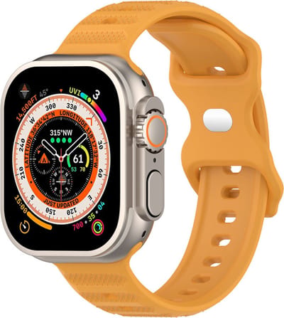 Siliconen bandje - geschikt voor Apple Watch 1/2/3/4/5/6/7/8/9/10/11/ SE (1,2,3) met maat 38 mm / 40 mm / 41 mm en 42 mm (Watch 10/11) - oranje