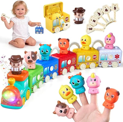 Educatieve Trein - Leertrein Kinderen - Motorische Vaardigheden - 5 Sloten & Dieren - 8 x 5 x 6.5 cm