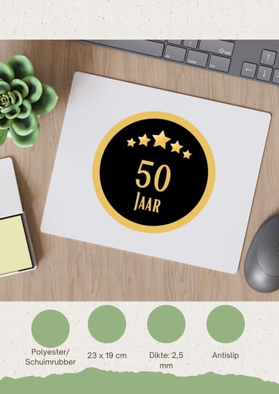 Akyol - 50 jaar Muismat - Hoera 50 jaar - iemand die 50 jaar is geworden of 50 jaar lang een relatie hebben of getrouwd zijn - verjaardagscadeau - verjaardag - cadeau - kado - geschenk - gift - relatie - trouwdag - jubileum - 23 bij 19 cm