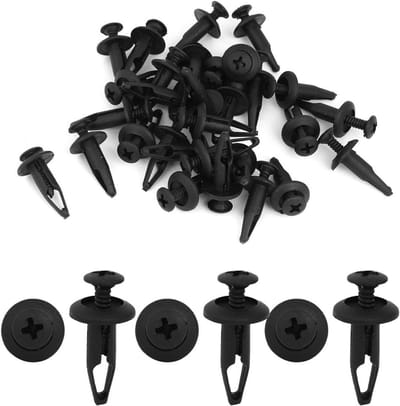 Kunststof Klinknagels - Bevestigingsclips - Auto Bekleding - 6.3mm Gat Diameter - 30 Stuks - Zwart