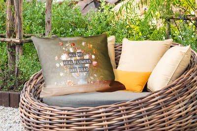 Buitenkussens - Bloem - Quote - Vintage - Art - 60x40 cm - Weerbestendig