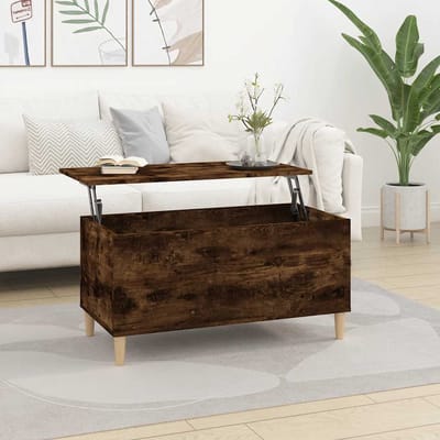 vidaXL - Salontafel - 90x44,5x45 - cm - bewerkt - hout - gerookt - eikenkleurig