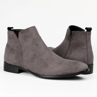 Heren Klassieke Retro Chelsea Boots Heren Britse Mode Leren Enkellaars Heren Casual Korte Laarzen Hoge Schoenen Plusmaten 43 gray