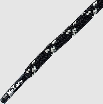 Mr. Lacy - Schoenveters  - Outdoorveters - Bergschoenveters -Hikies - Rond - Zwartgrijs / lichtgrijs -  Waterafstotend - Lengte 120 cm