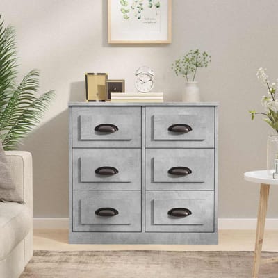 vidaXL - Dressoir - 70x35,5x67,5 - cm - bewerkt - hout - betongrijs
