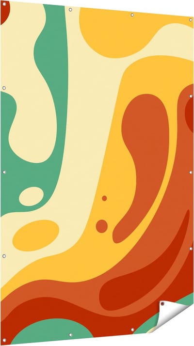 Gards Tuinposter Abstracte Kunst - Organische Kleurrijke Vormen - 120x180 cm - Tuindoek - Tuindecoratie - Wanddecoratie buiten - Tuinschilderij