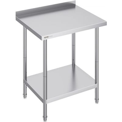 VEVOR RVS werktafel, commerciële voedselbereidingstafel, robuuste, in hoogte verstelbare werktafel voor restaurant, thuis en hotel. Bereidingstafel 610 x 762 x 914 mm