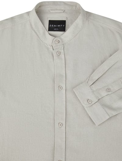 DENIMFY Heren Overhemd DFJesper regular fit Beige L Ronde Hals Volwassenen Linnen overhemd heren - zomerhemd