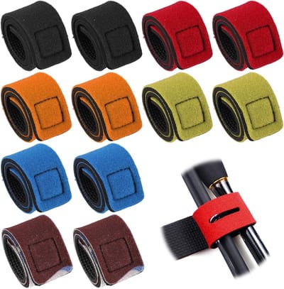 Verstelbare elastische hengelbanden, 12 stuks, 24.5×3 cm, herbruikbare bevestigingsriemen voor hengels, ideaal voor veilig transport en opslag van hengels