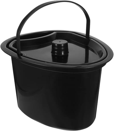 Draagbare Kamerpot - Urine Emmer - Bedlegerig Gebruik - Gladde Binnenkant - 26.5 x 22.5 x 17 cm - Zwart
