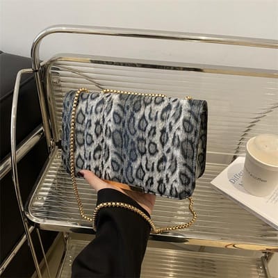 Tas met luipaardprint Dames Nieuwe Mode Schouderkettingtas Dames Ins Niche Veelzijdige Crossbodytas gray