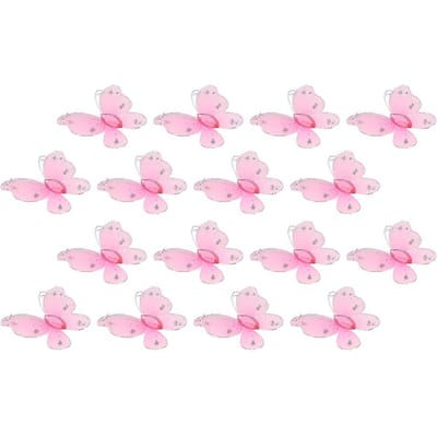 30 stuks Gaasvlinders met Glitter en Kunstmatige Edelstenen DIY Handgemaakte Knutsel voor Bruiloft Feest Huisdecoratie Roze roze