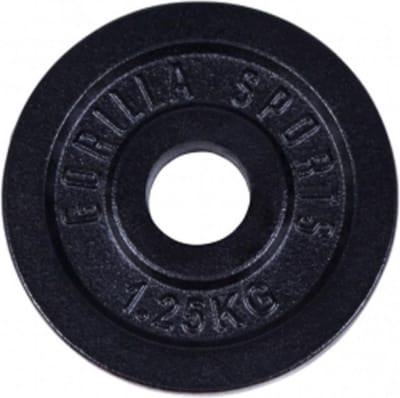Gorilla Sports Gewichtsschijf - Halterschijf - Gietijzer Zwart - 30 mm - 1.25 kg