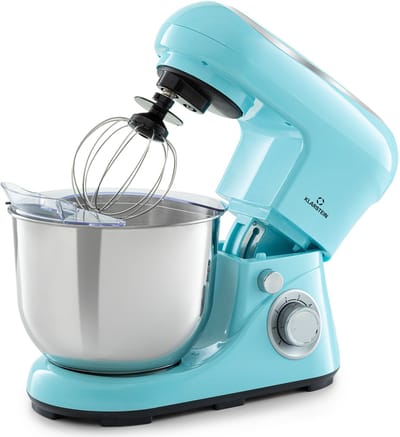 Klarstein Keukenmachine Knetmaschine zum Backen, 1300W Teigmaschine klein, 6 standen, Schneebesen & Knethaken, 5L kom, planetair , roermachine met Mixer, keukenmachines voor Brotteig - Keukenmachine - 1200W - voor Keuken - Garde