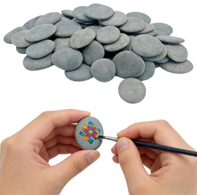 30 natuurlijke platte kiezelstenen om te beschilderen, 1-3 cm gladde ovale stenen voor knutselen, schilderdecoratie, ideaal voor kinderen en volwassenen, kunstprojecten, tuin, aquarium