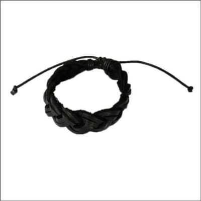 Aramat Jewels | Armbanden | Zwarte Gevlochten Leren Armband – Verstelbaar 21cm 16mm Breed | | | |16mm | Leer | Volwassenen | Verkleurd niet