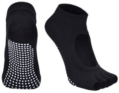 Scoby - Yoga sokken - Pilates - Grip Socks - Open teen - Ademend - Antislip - Zwart