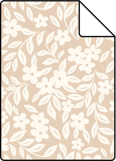 Proefstaal ESTAhome behang bloemetjes beige - 26.5 x 21 cm - 131438-S
