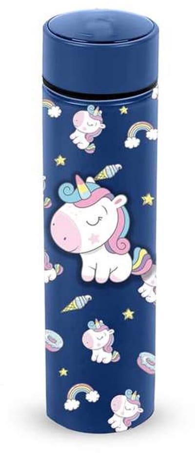 Karactermania - Oh My Pop! Eenhoorn - Unicorn - Slimme Thermosfles 500 ml – Blauw – RVS