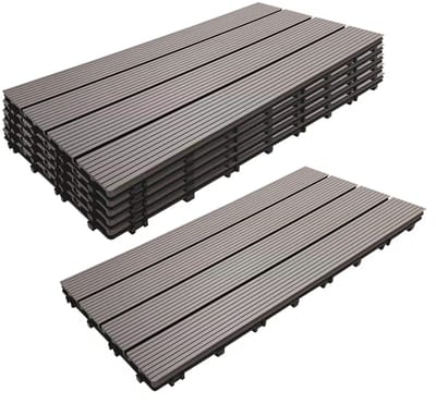 WPC tegels - set van 6 - 60x30 cm - houtlook - 1,1 m² - grijs