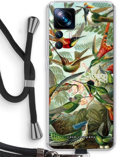 Case Company® - Hoesje met koord geschikt voor Xiaomi 12T hoesje met Koord - Haeckel Trochilidae - Telefoonhoesje met Zwart Koord - Bescherming aan alle Kanten en Over de Schermrand