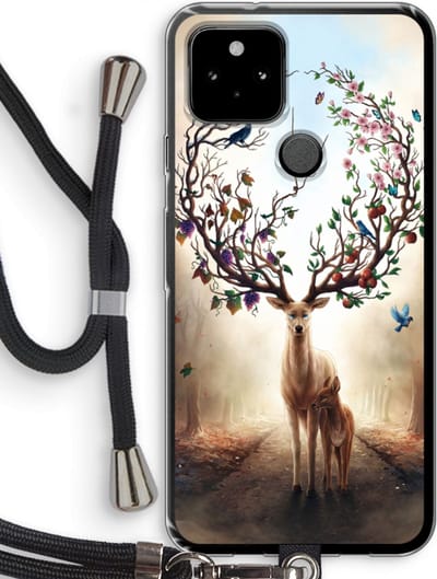 Case Company® - Hoesje met koord geschikt voor Google Pixel 5 hoesje met Koord - Seasons Change - Telefoonhoesje met Zwart Koord - Bescherming aan alle Kanten en Over de Schermrand