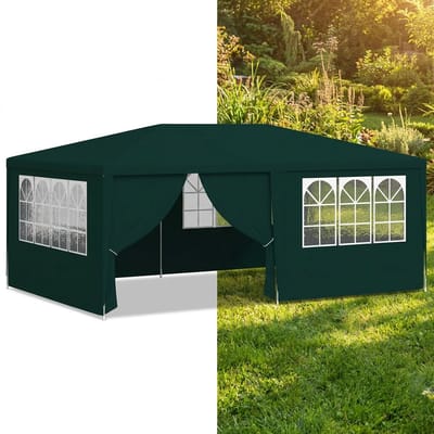 Partytent opvouwbaar - Paviljoen - 4x6 - Easy up - Waterdicht - met Zijwanden - Weerbestendig - Groen