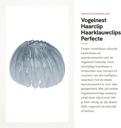 Dailygoods- Haarclip Vogelnestvormig - Haarklauwclip - Paardenstaartfixatie - Sterke Grip - Geschikt voor Alle Haarstijlen - Elegant Uiterlijk - Haarklem