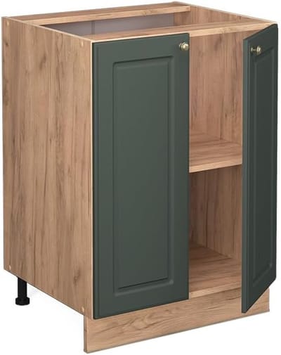 Keukenonderkast - Keukenkast - Opbergen Keuken - Verhoogd paneel design - 60 cm breed - Groen-Goud