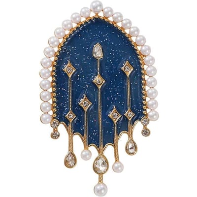 Vintage Paleis Stijl Dames Heren Mode Kaars Farao Speldjes Pin Retro Barok Unisex Kristal Luxe Ontwerp Broche Gespen WHITE blue