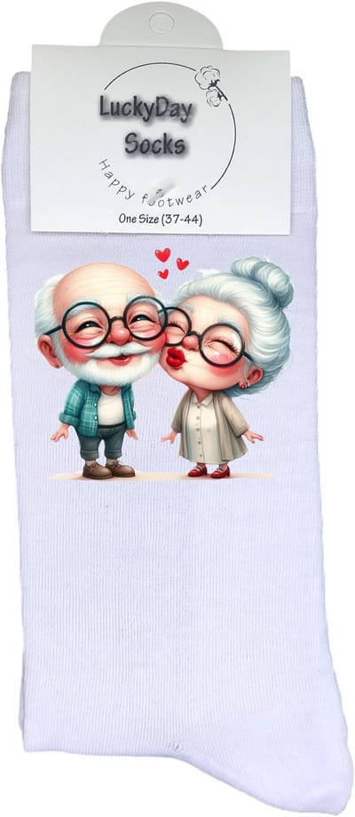Liefste opa en oma - Valentijns Cadeau - Grappige sokken - Leuke sokken - Hem Haar sokken - Vrolijke sokken - Sint cadeau - Vaderdag - Moederdag - Verjaardag cadeau - Kerst cadeau - Kus - Leuk Cadeau - Socks maken Happy - 37-44
