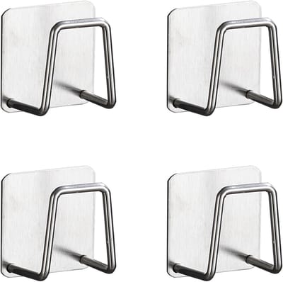 Sponshouders van metaal - Set van 4 - Voor gootsteen en keuken - Magnetisch - Roestvrij staal - Dunne sponzen sponshouder gootsteen magnetische