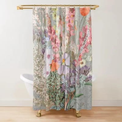 Abstracte Matisse Bloemenkunst Douchegordijn Modern Geometrisch Eenvoudig Esthetisch Pastel Boho Trendy Badkamergordijn Decor met Haak W90xH180cm