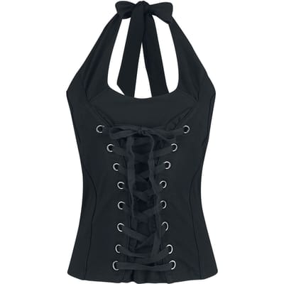 Black Premium by EMP Zwarte haltertop met vetersluiting - Dames - S