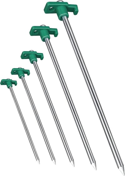 24x anti-roest rotsgrondpennen groen-zilver Ø 07 cm 25 cm lengte - gegalvaniseerd staal - bevestiging in de grond