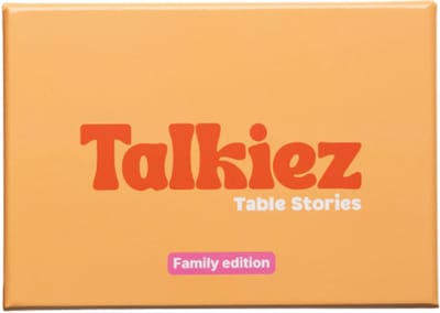 Talkiez - Familie Editie - Vragenspel voor Families en gezinnen - Kaartspel - Praatkaarten - Gesprekskaarten - Cardgame - 100 speelkaarten