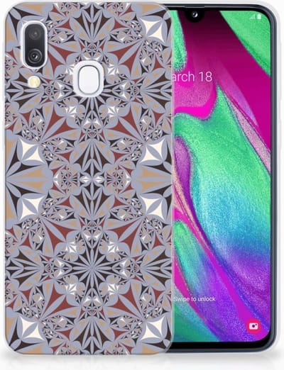 Samsung Galaxy A40 TPU Siliconen Hoesje Flower Tiles