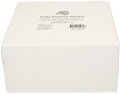 FunCakes Taart Dummy - Piepschuim Blok - Vierkant - 20x20x10 cm
