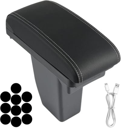Dailygoods- Armsteun Dubbellaags Zwart - Kunstleer - Hoogwaardige ABS - Perfecte Pasvorm - Voor Peugeot 2008 - Montage-instructies inbegrepen - Opbergdoos
