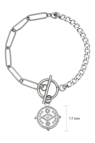 Yehwang - Dames armband - Locked Eye - Zilverkleurig - Stainless Steel