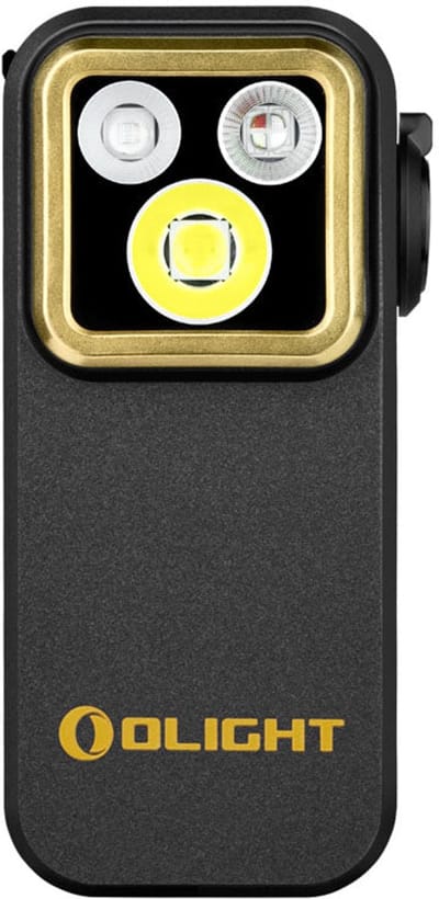 Olight Oclip Pro S Zwart Goud Zaklamp 600 Lumen Met UV En RGB Licht