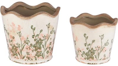 Dekoratief | Set 2 Bloempots 'Wild Flowers', keramiek, 16x16x15cm | A260142