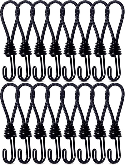 Spanrubbers met haken - Expander banden - Lading vastzetten - Hoge treksterkte - 16 stuks - Zwart