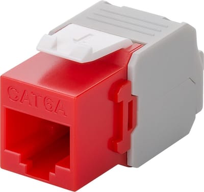 Cat 6A Keystone - Rood - Tot 10 Gbit - Powteq - Voor patchpanel of contactdoos - Premium kwaliteit