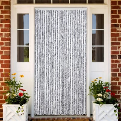 vidaXL - Vliegengordijn - 100x220 - cm - chenille - wit - en - grijs
